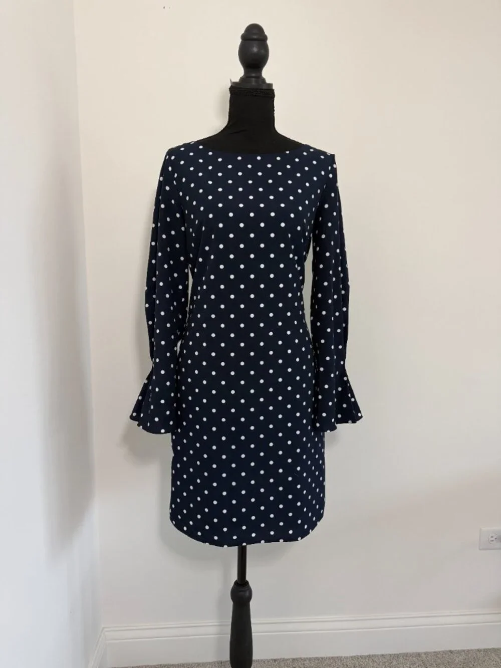 Banana Republic‎ Navy Polka Dot Bell Sleeve Dress Sz 6